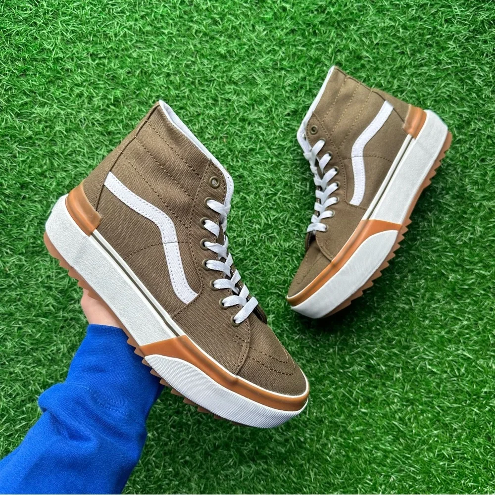 Vans Sk8 Hi Tapered Canvas Dark Olive Platform - Picture 3 of 11